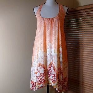 Orange/cream tunic or summer dress by Savanah Rae
